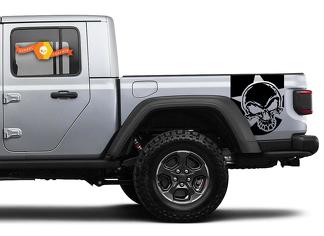 Par de Jeep Gladiator Side Door Stripes Skull Star Decals Vinyl Graphics Stripe kit para 2020-2021 para ambos lados

