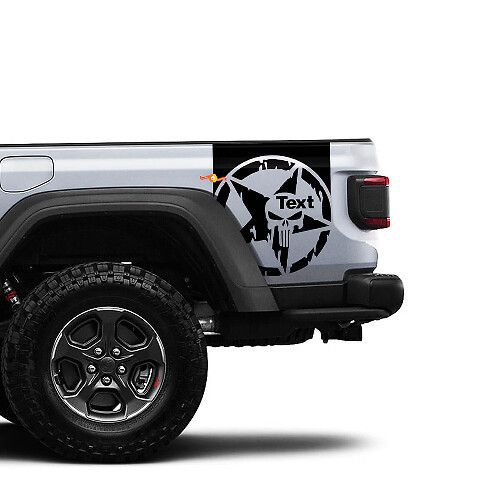 Gráficos Adhesivos de Vinilo Estrella Punisher Desgastada para Jeep Gladiator