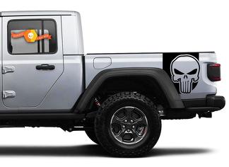 Par de calcomanías de vinilo para Jeep Gladiator Side Door Stripes Star Punisher para 2020-2021 para ambos lados
