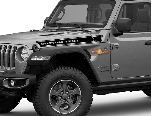 Par de Jeep Gladiator Side JT Wrangler JL JLU Custom Text Hood Boundary Line Strip Graphics Vinilo calcomanía adhesivo Kit de gráficos para 2018-2021
