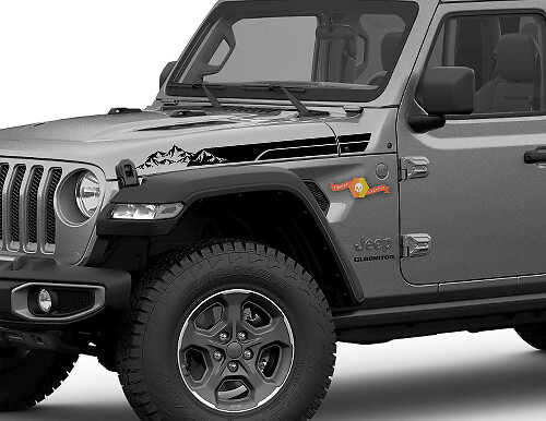 Juego de calcomanías de vinilo de franjas para capó Mountain Side para Jeep Gladiator Wrangler