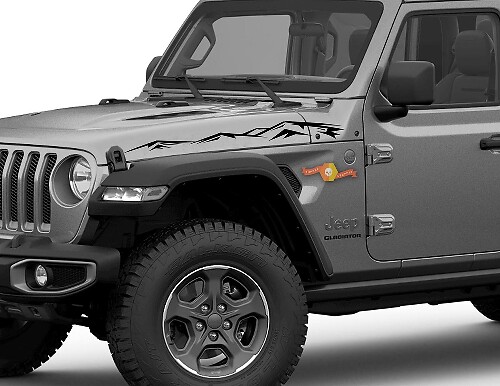 Par de Jeep Gladiator Side JT Wrangler JL JLU Hood Mountains Graphics Vinyl sticker sticker Graphics kit para 2018-2021

