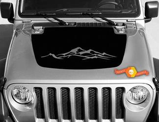 Jeep Gladiator JT Wrangler JL JLU Hood Mountains estilo vinilo calcomanía kit de gráficos para 2018-2021
