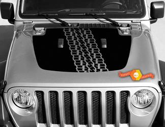 Jeep Gladiator JT Wrangler JL JLU Hood Tire Tracks estilo vinilo calcomanía kit de gráficos para 2018-2021
