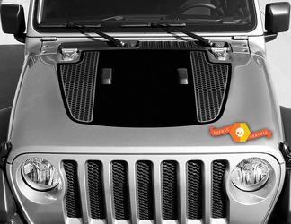 Jeep Gladiator JT Wrangler Honeycomb Split JL JLU estilo capó vinilo adhesivo kit de gráficos para 2018-2021
