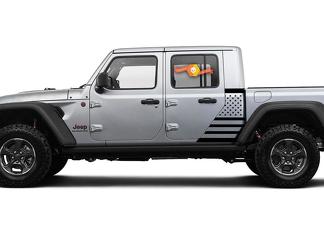 Jeep Gladiator Bandera lateral EE. UU. Calcomanía Vinilo Pegatina Estilo de fábrica Cuerpo Vinilo Gráfico Rayas Kit 2018-2021
