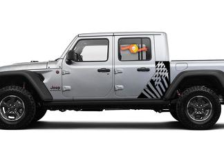Jeep Gladiator Bandera lateral EE. UU. Destroyed calcomanía Vinilo Pegatina Estilo de fábrica Cuerpo Vinilo Gráfico Rayas Kit 2018-2021
