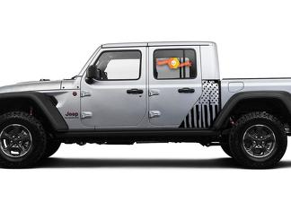 Jeep Gladiator Bandera lateral EE. UU. Militar Destruido calcomanía Vinilo Pegatina Estilo de fábrica Cuerpo Vinilo Gráfico Rayas Kit 2018-2021
