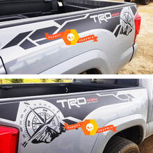 Par de TRD 4x4 off road Compass Mountains Edition kit de calcomanías de vinilo para lado de cama para Toyota Tacoma todos los años
 3