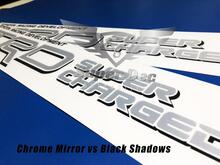 Par de TRD Super Charged Silver Chrome Mirror con Black Shadows Toyota Racing Development calcomanías para camionetas laterales
 2