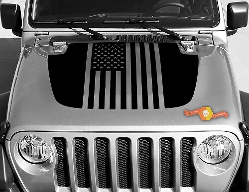 Jeep Gladiator JT Wrangler bandera EE. UU. JL JLU capucha estilo vinilo calcomanía kit de gráficos para 2018-2021
