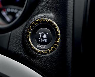 Anillo de encendido alrededor del botón de inicio Logo de panal Scat Pack Scatpack Bee emblema amarillo calcomanía abovedada para Dodge Challenger Charger

