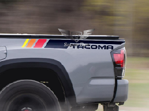 Calcomanías de vinilo con franjas laterales estilo TRD vintage para Toyota Tacoma