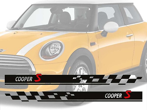 Kit de adhesivos de vinilo con rayas laterales a cuadros Cooper S para Mini Cooper