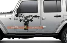 Juego de adhesivos de vinilo con calavera Punisher desgastada para puertas de Jeep Wrangler_2