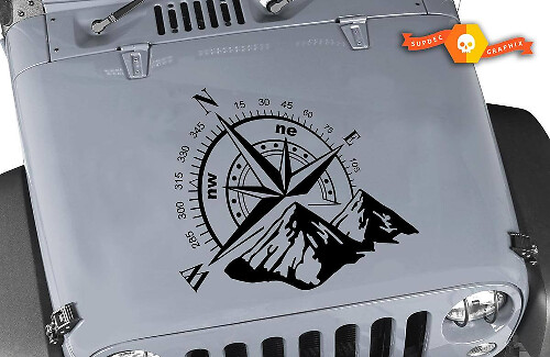 Calcomanía de vinilo para capó Mountain Compass para Jeep Wrangler