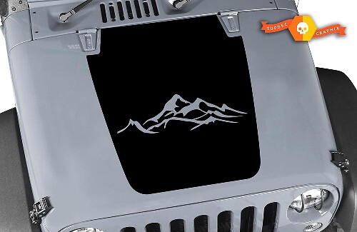 Vinilo adhesivo para capó estilo montañas en negro para Jeep Wrangler