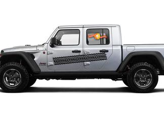 Jeep Gladiator Side JT Extra Large Side Tire Track Style Vinilo adhesivo Kit de gráficos para 2018-2021
