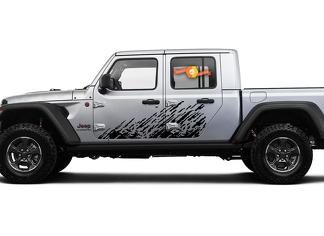 Jeep Gladiator Side Extra Large Side Splash único Big Two Style rastros de suciedad Vinilo adhesivo kit de gráficos para JT 2018-2021
