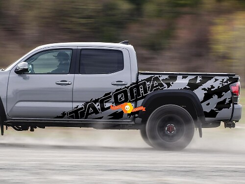 Par de pegatinas de vinilo laterales para cama con diseño de salpicaduras enormes para Tacoma
