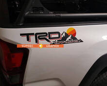 Calcomanía lateral de vinilo estilo atardecer en la montaña Off Road TRD para Toyota Tacoma Tundra_3