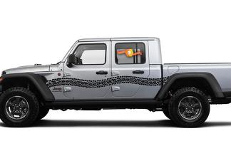 Jeep Gladiator Side JT Extra Large Curved Tire Tracks Style Vinilo calcomanía adhesivo Kit de gráficos para 2018-2021
