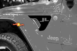 Par de Jeep Wrangler 2018 JL JLU Jeep Fender Vent Accent 2pc vinilo calcomanía gráfico kit para 2018-2021 para ambos lados
