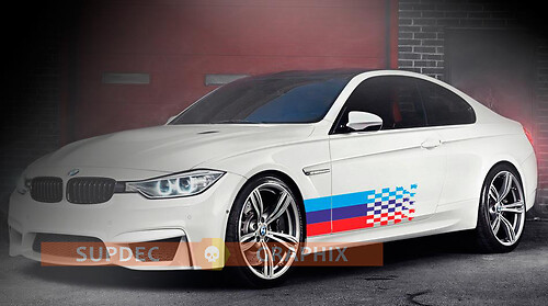 Adhesivo Vinilo Lateral Bandera a Cuadros Estilo M para BMW M2
