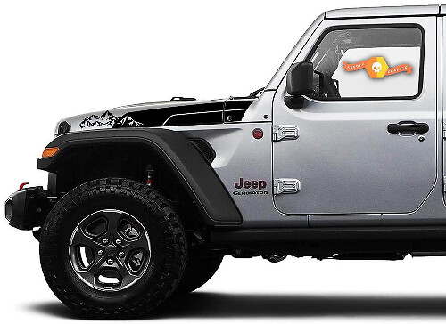Calcomanías de vinilo con franjas estilo montañas para capó de Jeep Wrangler Gladiator Rubicon