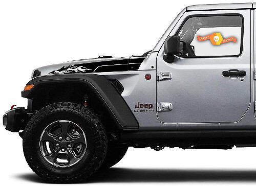 Juego de adhesivos vinílicos de franjas laterales para capó Mountain para Jeep Wrangler y Gladiator