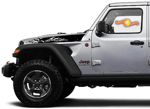 Calcomanías de Vinilo con Franjas para Capó de Montañas 2 para Jeep Wrangler Gladiator Rubicon JT JL JLU