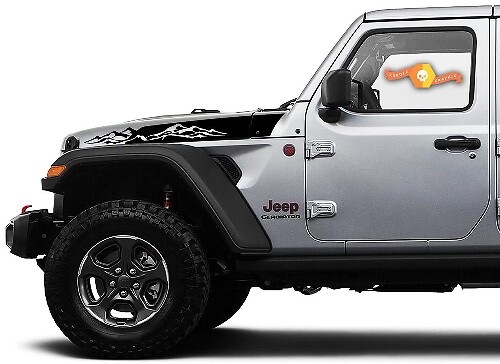 Par de Jeep Wrangler Gladiator JT JL JLU Rubicon elegante capó montañas vinilo adhesivo kit gráfico para 2018-2021
