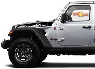 Jeep Wrangler Gladiator JT JL JLU Rubicon elegante Saucy Hood Mountains vinilo calcomanía gráfico kit para 2018-2021 para ambos lados
