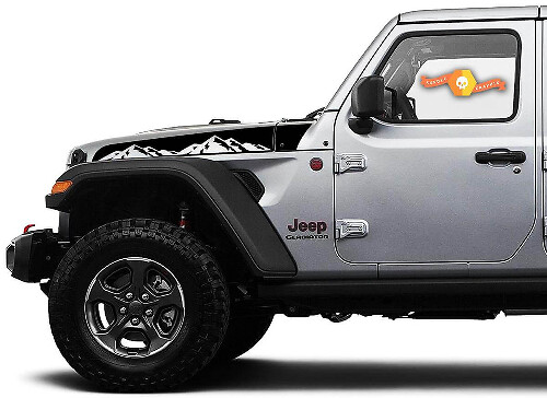 Juego de pegatinas de vinilo con franjas para capó de montaña para Jeep Wrangler y Gladiator