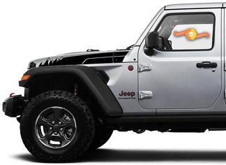Jeep Wrangler Gladiator JT JL JLU Rubicon elegante Saucy Hood Niveous Mountains vinilo calcomanía gráfico kit para 2018-2021 para ambos lados
