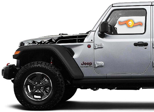 Kit de pegatinas de vinilo con franjas de capó de montaña para Jeep Wrangler Gladiator Rubicon