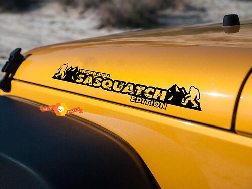 thumbnail image 2 of Sasquatch Rated 4X4 Fender Badge Emblem For Jeep Wrangler YJ JL JK TJ CJ – Silver, Adhesive Mount (Left Side) 2 of 6