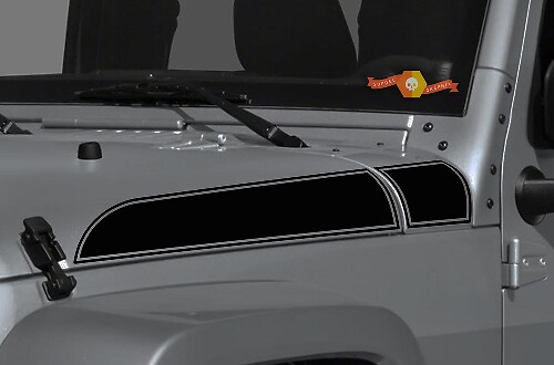 Jeep Wrangler Gladiator JT JL JLU Rubicon Elegante capó con ribete de vinilo adhesivo, kit gráfico para 2018-2021 para ambos lados
