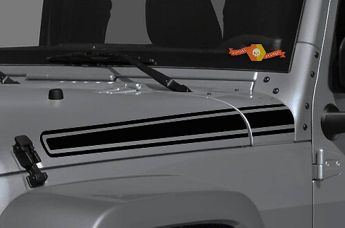 Juego de calcomanías de vinilo de franjas laterales para capó para Jeep Wrangler y Gladiator