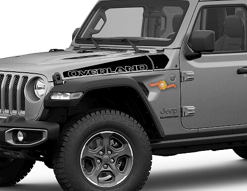 Jeep Wrangler Gladiator JT JL JLU Rubicon overland ramp Hood vinilo pegatina calcomanía kit gráfico para 2018-2021 para ambos lados
