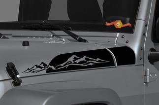 Jeep Wrangler Gladiator JT JL JLU Rubicon Hood Mountains vinilo calcomanía gráfico kit para 2018 2021
