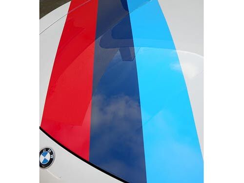 Calcomanía de vinilo con triple raya de capó estilo motorsport para BMW