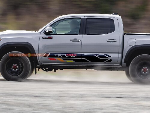 Vintage TRD 4x4 PRO Sport Off Road Rocker Panel Side Vinyl Stickers Calcomanía para Toyota Tacoma 13-2020 o Tundra 13-2024
