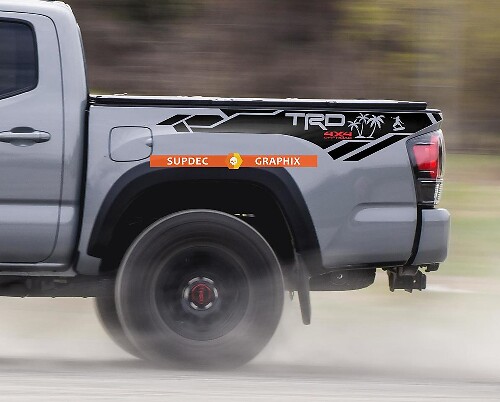 Calcomanía de vinilo TRD 4x4 Off Road Palms para lateral de caja para Toyota Tacoma 2013-2020