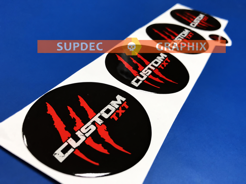 Raptor SVT Style Red Claw Custom TXT 60mm Domed Set — Adhesivo de vinilo (centro de rueda)_1