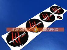 4 tapas de centro de rueda Raptor SVT marcas de arañazos rojas emblema de insignia de cúpula pegatina de resina
 2