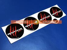 4 tapas de centro de rueda Raptor SVT marcas de arañazos rojas emblema de insignia de cúpula pegatina de resina
 3