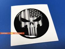 USA Punisher Fuel Door Insert emblema calcomanía adhesiva abovedada para Dodge Challenger
 3