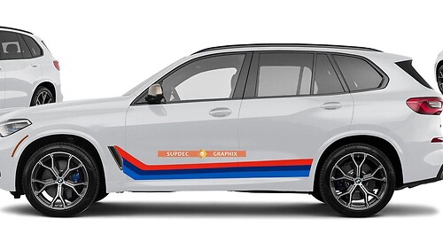 M COLORES Rayas de vinilo para BMW X5 M50 G05 Estilo monocromo y alemán en su elección
