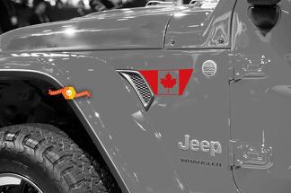 Par de Jeep Wrangler 2018 JLU Jeep Fender jl fender vent bandera canadiense vinilo calcomanía gráfico kit para 2018-2021
